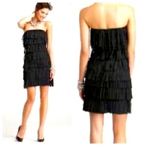 Elegant and fun Ann Taylor strapless fringe dress Size 12